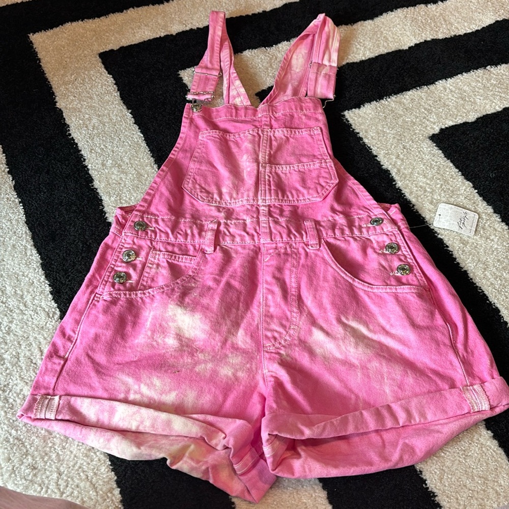 Free People Pink Denim Romper